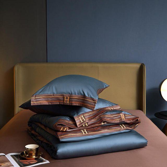 Egyptian Cotton Duvet Cover  Blue Luxury Bedding Set - Product detail 8