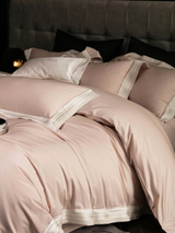 Luxury Egyptian Cotton Bedding Set  Sage Green With Lace Trim - Detailed view