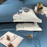 Egyptian Cotton Duvet Set  Embroidered Blue Baroque Design - Product detail 5