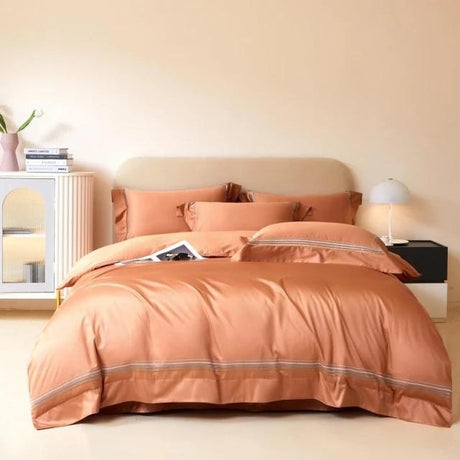 Egyptian Cotton Duvet Cover  Luxury Orange Bedding Set - Product detail 9