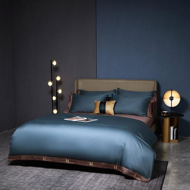 Egyptian Cotton Duvet Cover  Blue Luxury Bedding Set - Product example