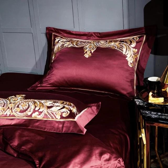 Luxury Egyptian Cotton Duvet Set  Baroque Gold Embroidered Design - Product example