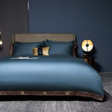 Egyptian Cotton Duvet Cover  Blue Luxury Bedding Set - Detailed view