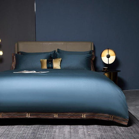 Egyptian Cotton Duvet Cover  Blue Luxury Bedding Set - Detailed view