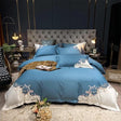 Egyptian Cotton Duvet Set  Embroidered Blue Baroque Design - Detailed view