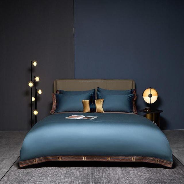 Egyptian Cotton Duvet Cover  Blue Luxury Bedding Set - Product showcase