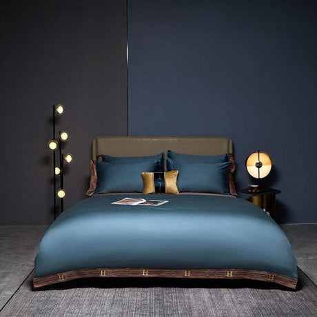 Egyptian Cotton Duvet Cover  Blue Luxury Bedding Set - Product showcase