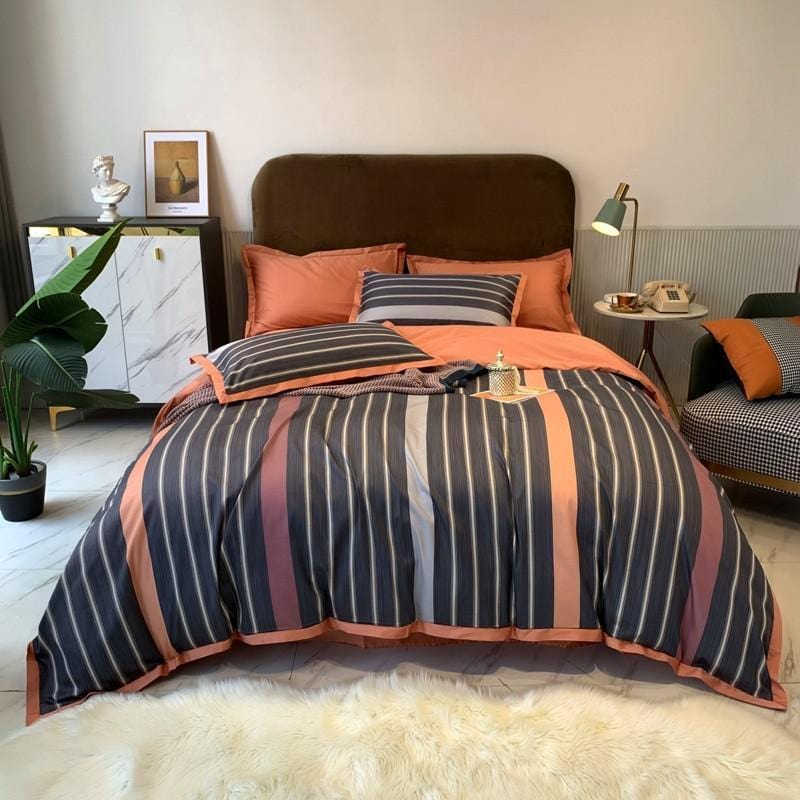 Egyptian Cotton Duvet Set  Modern Striped Pattern - Product showcase