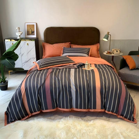 Egyptian Cotton Duvet Set  Modern Striped Pattern - Product showcase