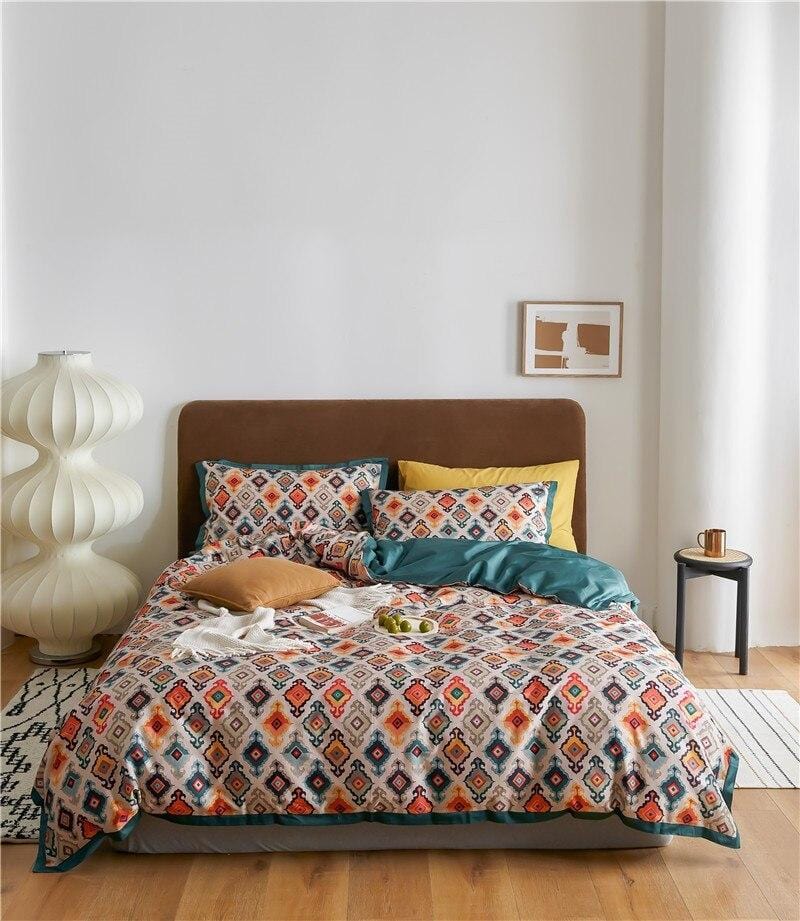 Egyptian Cotton Duvet Set  Ethnic Ikat Diamond Pattern - Product showcase