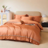 Egyptian Cotton Duvet Cover  Luxury Orange Bedding Set - Detailed view