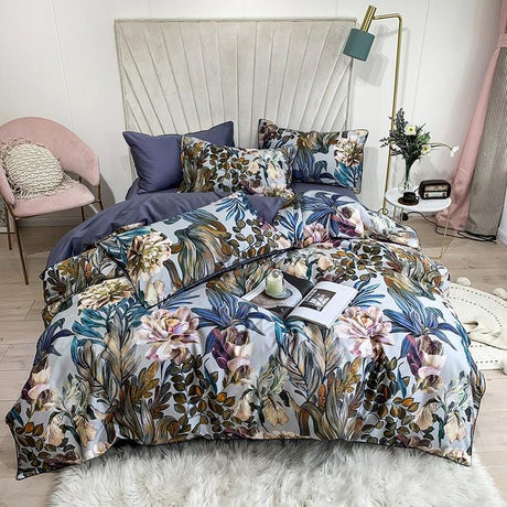 Tropical Floral Duvet Cover  Egyptian Cotton Botanical Print - Product detail 4
