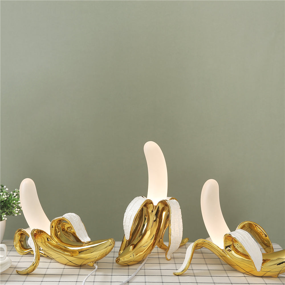 Art Deco Table Lamp  Banana-Shaped Gold Metal Design - Product detail 8