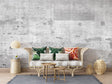 White brick wallpaper in modern living room showing industrial charm and texture