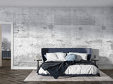 Weathered brick wall mural in contemporary home office space