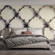 Industrial 3D metallic wallpaper creating dramatic effect in a modern office space with natural lighting
