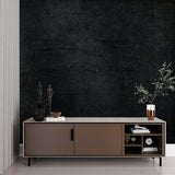 Modern black textured wallpaper in loft bedroom setting