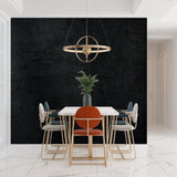Black industrial mural in contemporary apartment hallway