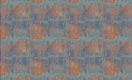 Design file of industrial metal wallpaper showing detailed copper and teal oxidized pattern