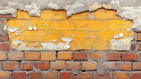 Yellow distressed brick wallpaper design file showing detailed texture and authentic aged finish