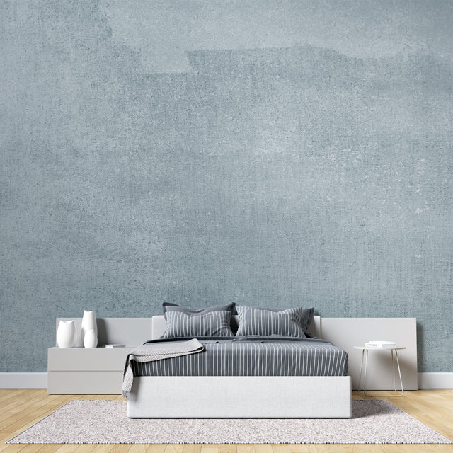 Grey concrete effect wallpaper in modern living room showing urban industrial style