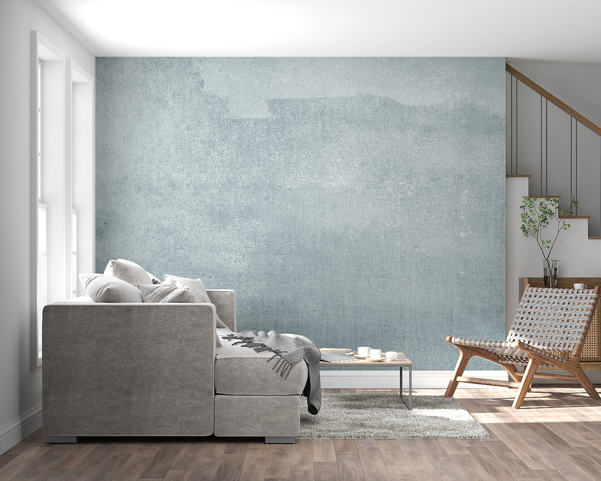 Industrial style concrete wallpaper in kitchen with modern fixtures