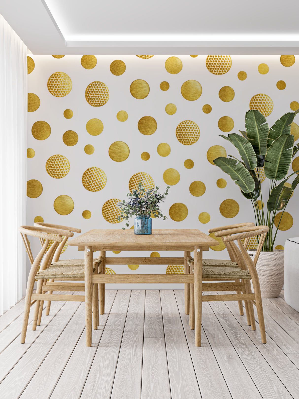 Mechanical gear wallpaper creating bold statement in urban loft bedroom