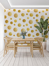 Mechanical gear wallpaper creating bold statement in urban loft bedroom
