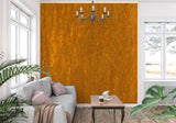 Rust effect wall mural in industrial style home office with metal furniture