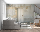 Industrial wallpaper making statement in minimalist hallway design