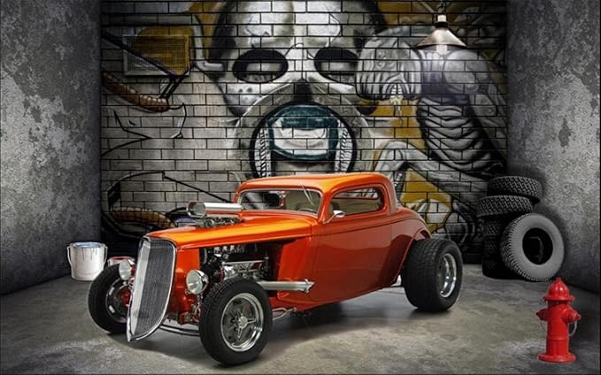 Industrial hot rod and street art design file showing detailed graffiti and vintage car pattern