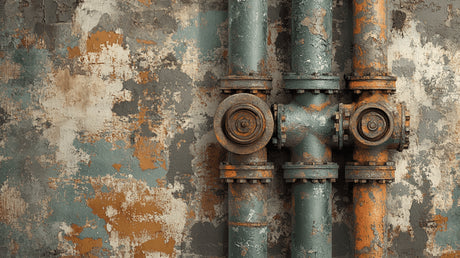Design file of industrial pipe pattern showing detailed weathered metal textures and rust effects