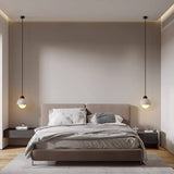 Natural Stone Pendant Light  Marble Dome With Walnut Accent - Product detail 6