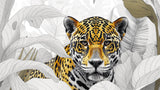 Carta da Parete Murale Jaguar | Fauna Esotica in Foglie Monocromatiche