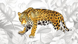 Jaguar wallpaper design file showing detailed golden wild cat and monstera pattern