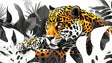 Black and gold Jaguar wallpaper mural styled in modern living room, showing dramatic contrast against light walls
