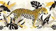 Stunning Tropical Jaguar Wallpaper creates dramatic impact in modern living room with gold accents and black furniture