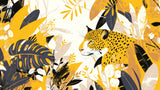 Jaguar Wallpaper design file showing detailed tropical pattern with gold jaguar and black foliage