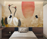 Japanese wall mural in dining room with natural lighting