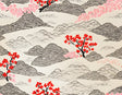 Japanese cherry blossom wallpaper creating a peaceful atmosphere in a modern living room with natural light