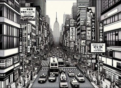 Black and white Japanese manga street design file showing detailed urban pattern