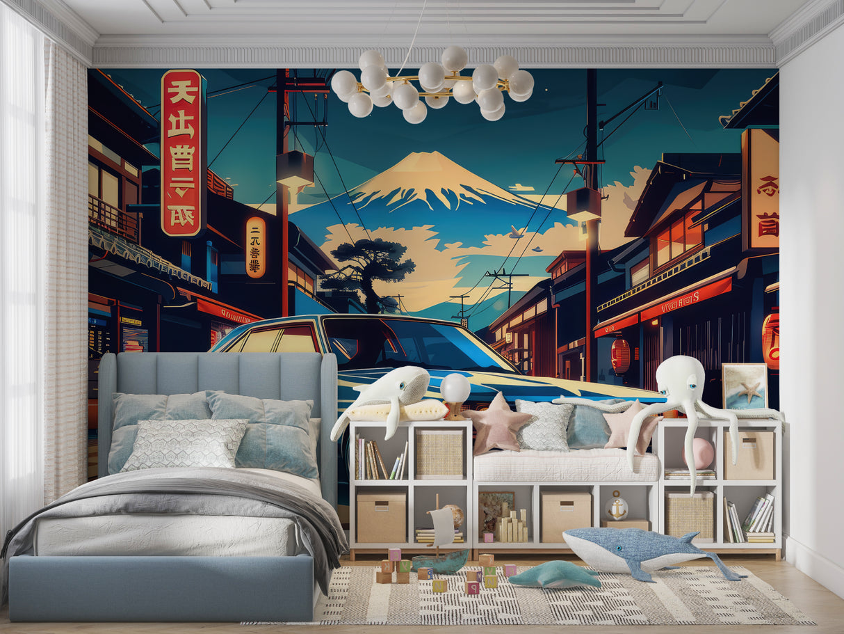 Urban Japan wallpaper adding style to office space