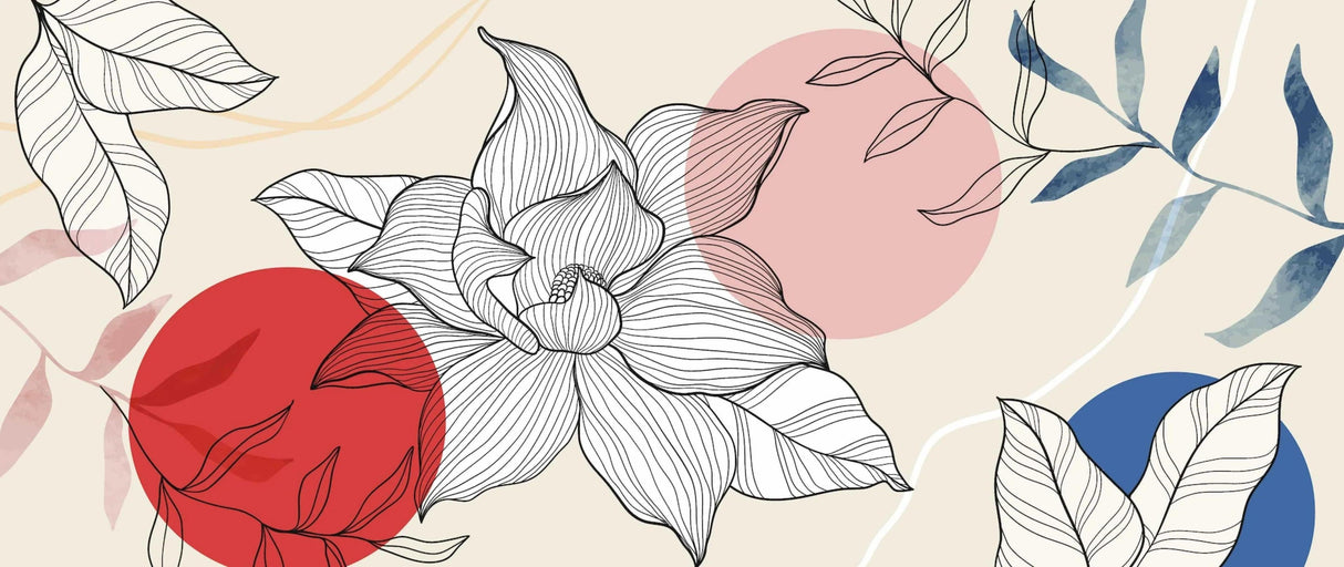 Japanese lotus line art wallpaper design file showing intricate floral pattern with geometric circles
