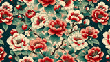 Japanese Camellia wallpaper design file showing detailed floral pattern on teal background