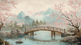 Japanese garden design file showing detailed cherry blossom bridge and mountain landscape pattern