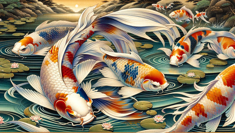Japanese koi and lotus design file showing intricate pattern details and rich color palette