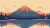 Mount Fuji minimalist design file showing full pattern with sunset colors and clean lines
