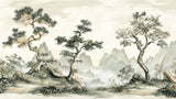 Japanese mountain and pine trees design file showing intricate brushwork and misty details
