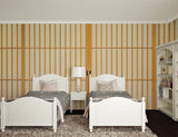 Oriental bamboo pattern wallpaper in a home office with natural lighting