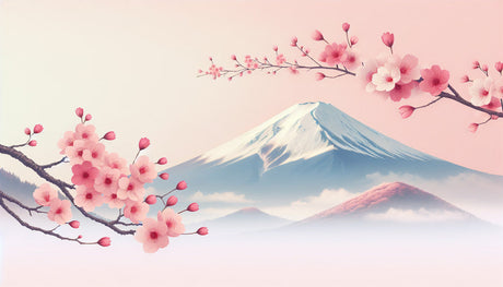 Mount Fuji Cherry Blossom Wallpaper design file showing detailed sakura petals and mountain silhouette